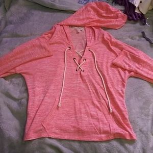 Coral pink corset hoodie